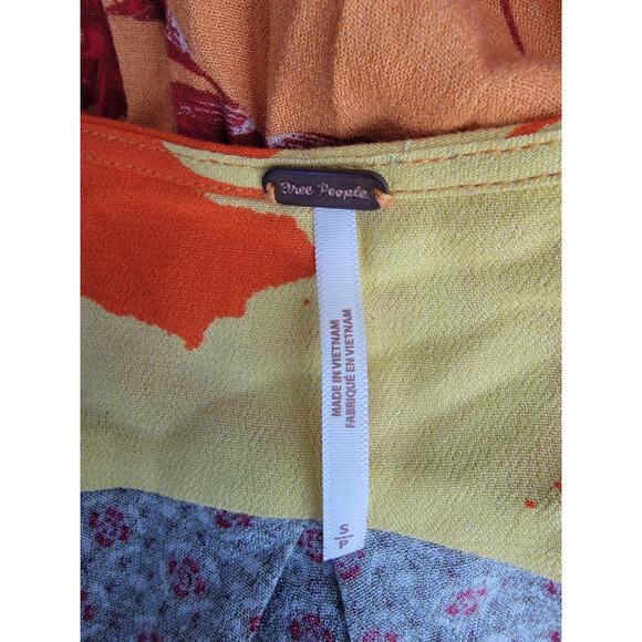 Free People Babydoll Boho Top SZ S Aloha State of Mind Patchwork Festival Hippie - Picture 8 of 11